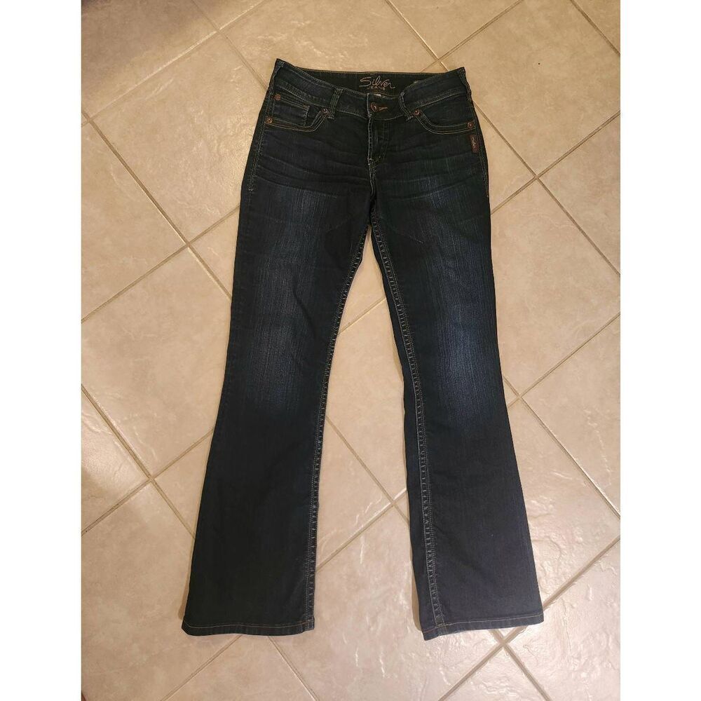 Silver Suki Jeans bootcut Low-Rise Y2k womens size 29x32 embroidered dark wash